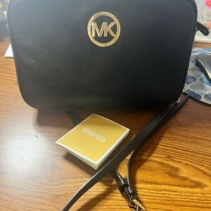 Michael Kors Black Belt Bag with Gold Logo